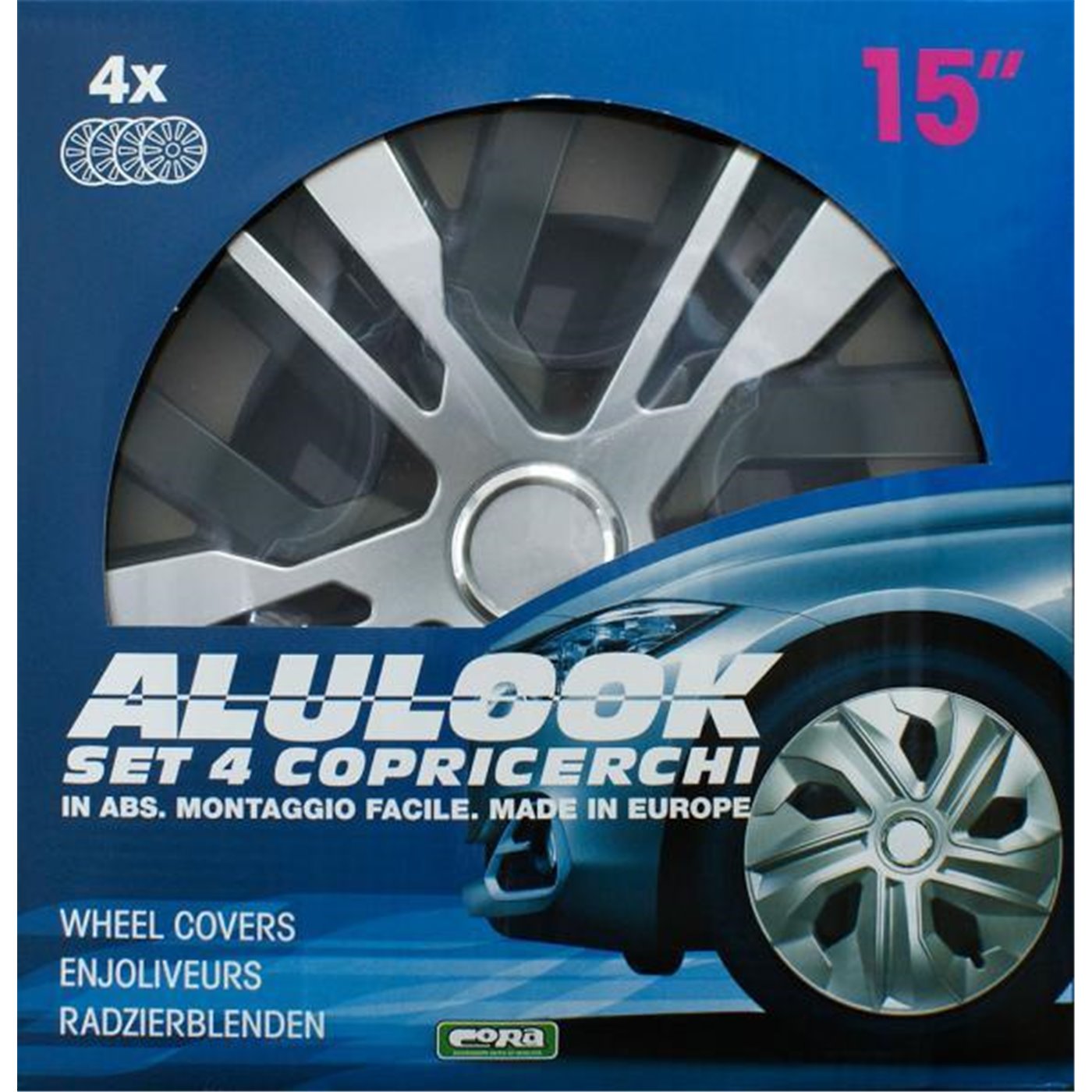 KIT SET DI 4 COPRICERCHI UNIVERSALI PER CERCHI RUOTA DIAMETRO 15 POLLICI