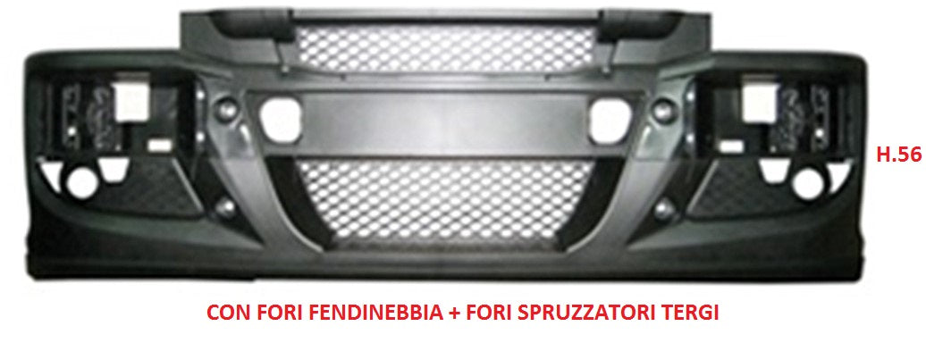 PARE-CHOCS AVANT IVECO EUROCARGO 135 DE 2008 AVEC FEUX ANTIBROUILLARD + TROUS DE PULVÉRISATION PARE-BRISE HAUTEUR 56 CM