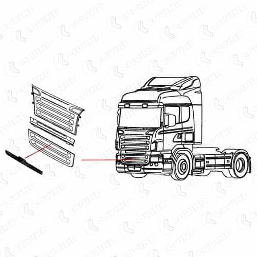 GRIGLA FRONTALE ANTERIORE SUPERIORE SU CALANDRA INFERIORE SCANIA SERIE R 2004 CP CR
