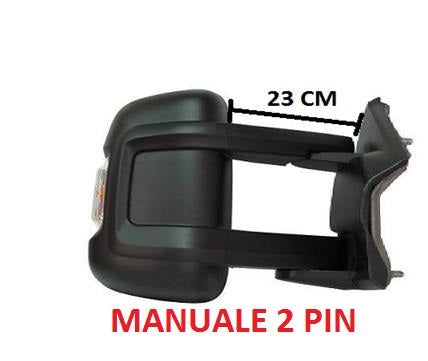 SPECCHIO RETROVISORE MANUALE DESTRO FIAT DUCATO DAL 09/2006 + 01/2014 2 PIN CON FANALINO