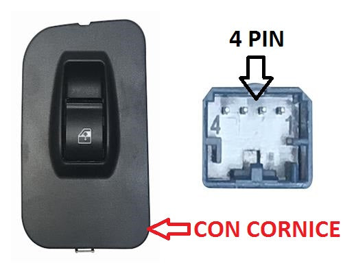INTERRUTTORE ALZAVETRO ANTERIORE DESTRO FIAT FIORINO DAL 10/2007 + FIAT QUBO DAL 01/2008