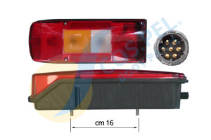 FANALE POSTERIORE DESTRO VOLVO FH 12-16 II^ SERIE SENZA LUCE TARGA CONNETTORE LATERALE 7 PIN MODELLO CORTO