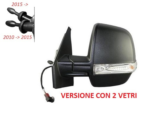 Rétroviseur gauche, mécanique, pour Fiat Doblo de 12/2009 à 12/2014, noir