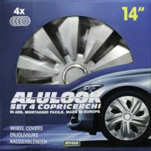 KIT SET DI 4 COPRICERCHI UNIVERSALI PER CERCHI RUOTA DIAMETRO 14 POLLICI