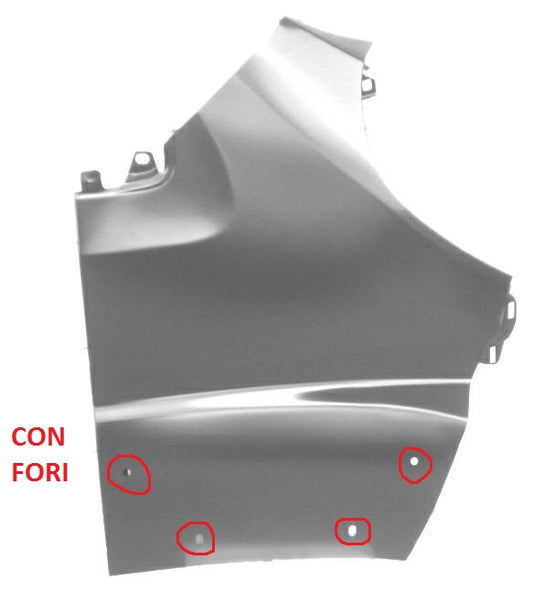 PARAFANGO ANTERIORE DESTRO FIAT DUCATO DAL 09/2006 AL 01/2014 CON FORI PER MODANATURA