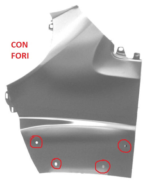 PARAFANGO ANTERIORE SINISTRO FIAT DUCATO DAL 09/2006 AL 01/2014 CON FORI PER MODANATURA