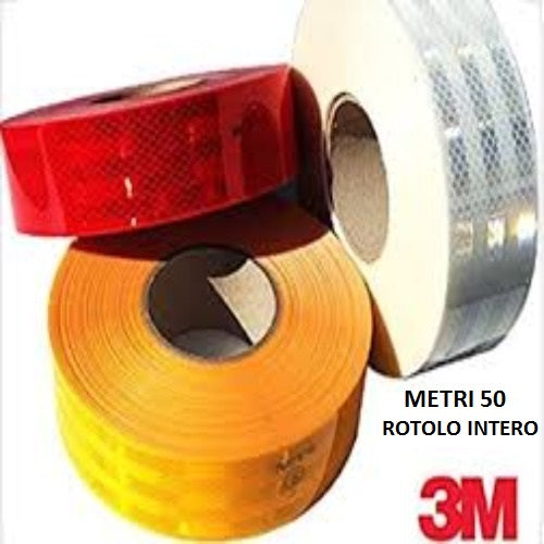 NASTRO ADESIVO RIFRANGENTE RIFLETTENTE CATARIFRANGENTE OMOLOGATO MARCA 3M METRI 50