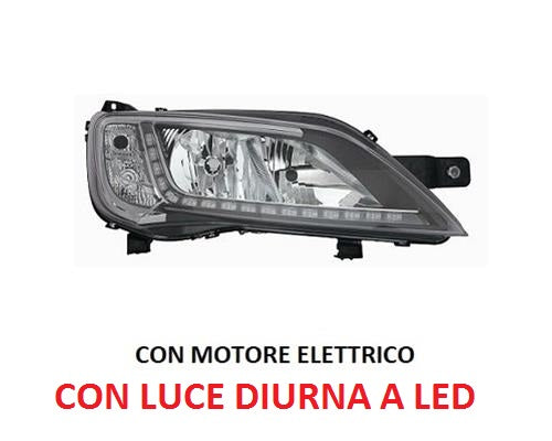 FARO PROIETTORE DESTRO FIAT DUCATO DAL 01/2014 CON LUCE DIUNA A LED + MOTORINO ELETTRICO