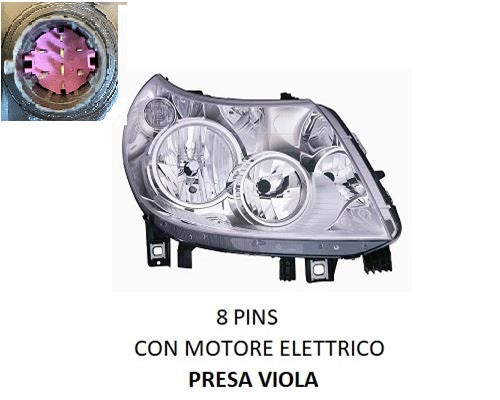 FARO PROIETTORE DESTRO FIAT DUCATO DAL 06/2011 AL 01/2014 8 PIN SPINOTTO VIOLA