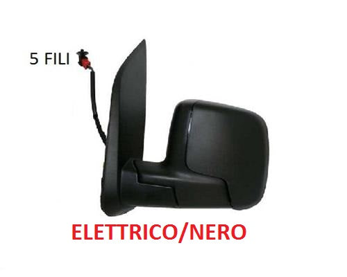 SPECCHIO RETROVISORE ESTERNO SINISTRO FIAT FIORINO DAL 10/2007 + FIAT QUBO DAL 01/2008 ELETTRICO NERO